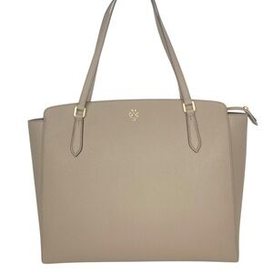 NWOT * TORY BURCH Emerson Top Zip Leather Tote Bag in French Grey